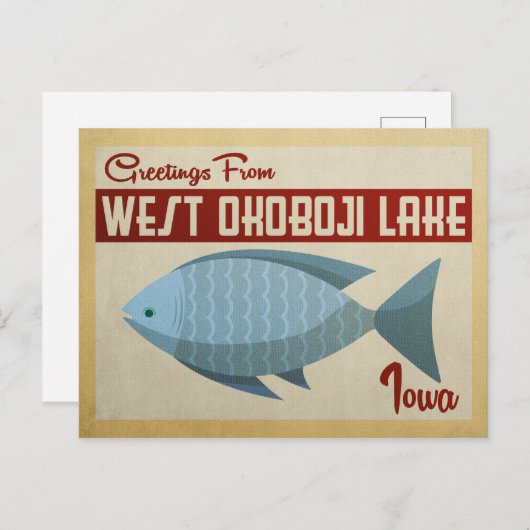 西オコボジレイクフィッシュヴィンテージ旅行 ポストカード (正面/裏面)