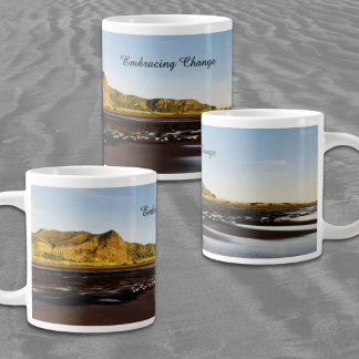 西オークランドのサンセットビーチの写真を受け入れるチェンジ ジャンボコーヒーマグカップ