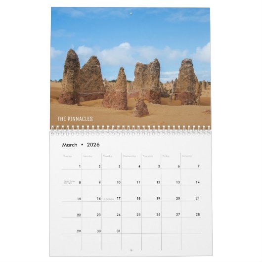 西オーストラリア州自然野生生物のハイライト写真 カレンダー (3月 2026)