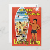 西オーストラリア復元ヴィンテージ旅行ポスター ポストカード (正面/裏面)