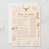 西オーバーまたは下ブライダルシャワーゲームカード 案内状 (正面)