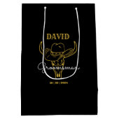 西オールドフロンティアカウボーイグパーソナライズされたロームスマン ミディアムペーパーバッグ (裏面)