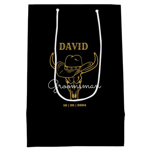 西オールドフロンティアカウボーイグパーソナライズされたロームスマン ミディアムペーパーバッグ (裏面)