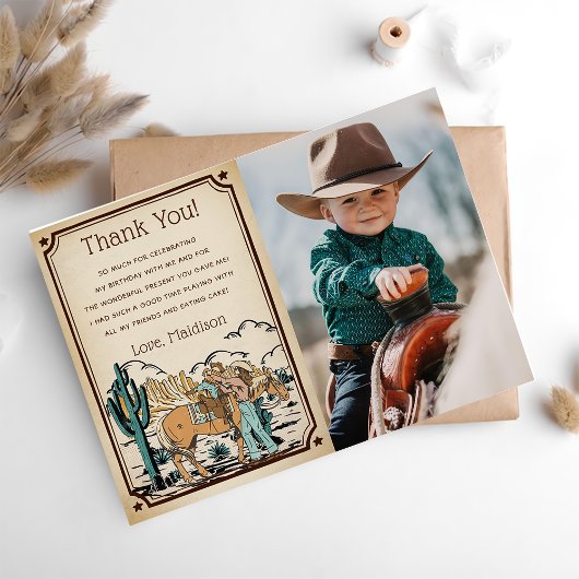 西カウグリルバースデーパーティーサンキューカード 招待状