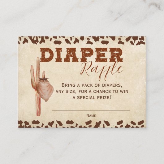 西カウボーイおむつラッフルベビーシャワー エンクロージャーカード (正面)