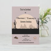 西カウボーイとインディアンの衣装をテーマ結婚にした 招待状 (スタンド正面)