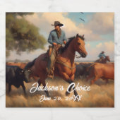 西カウボーイとベイホース ビールラベル (シングルラベル)