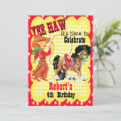 西カウボーイと馬の誕生日パーティーの招待 招待状 (スタンド正面)