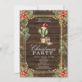西カウボーイのクリスマスサボテンのストリングライト 招待状 (正面)