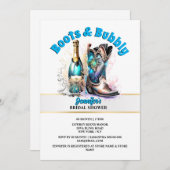 西カウボーイのブーツ光沢のあるきらめくシック 招待状 (正面/裏面)