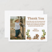 西カウボーイの最初のロデオ誕生日の写真 サンキューカード (正面/裏面)