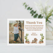 西カウボーイの最初のロデオ誕生日の写真 サンキューカード (スタンド正面)