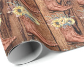 西カウボーイはヒマワリの木目をブーツ ラッピングペーパー (ロールコーナー)