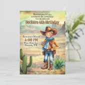西カウボーイウォーター色スタイル誕生日パーティー 招待状 (スタンド正面)