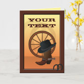 西カウボーイカスタムグリーティングカード カード (黄色い花)