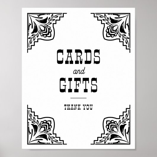 西カウボーイカントリーウェディングカードギフトサイン ポスター (正面)