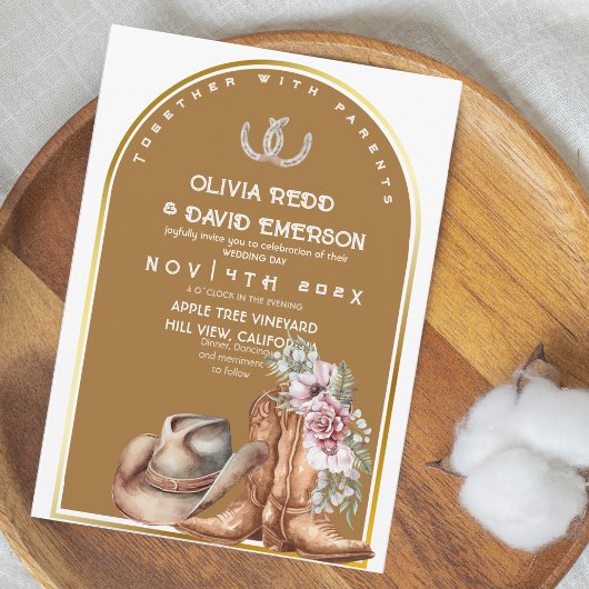 西カウボーイカントリー素朴フローラ結婚ズ 招待状
