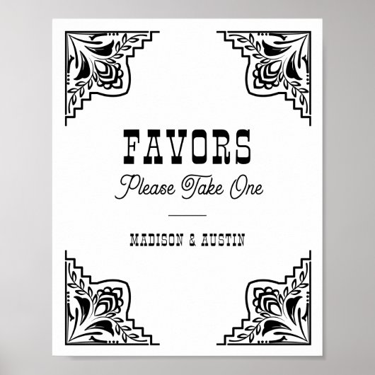 西カウボーイカントリー結婚式の好意サイン ポスター (正面)