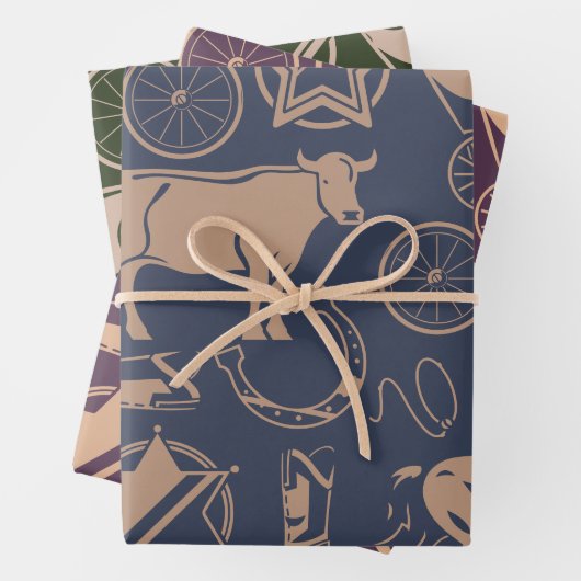 西カウボーイキッズバースデーパーティー ラッピングペーパーシート (インサイチュ)