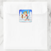 西カウボーイキッドのスティックホース冬のシーン スクエアシール (バッグ)