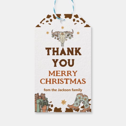 西カウボーイクリスマスパーティーありがとう ギフトタグ (裏面)