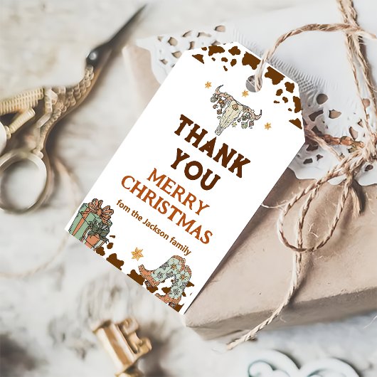 西カウボーイクリスマスパーティーありがとう ギフトタグ