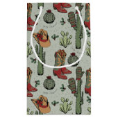 西カウボーイクリスマスレッドとグリーン スモールペーパーバッグ (裏面)