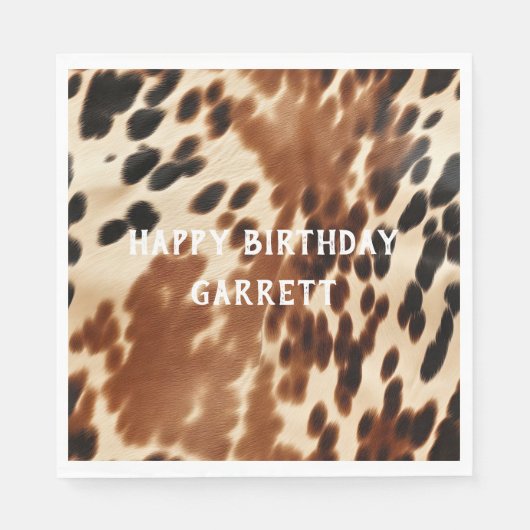 西カウボーイクリームブラウンブラックコウィド スタンダードランチョンナプキン (正面)