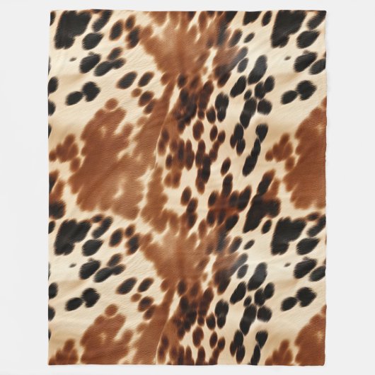 西カウボーイクリームブラウンブラックコウィド フリースブランケット (正面)