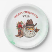 西カウボーイサンタクリスマスパーティー ペーパープレート (正面)