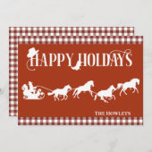 西カウボーイサンタスレートホースクリスマスホリデー シーズンカード (正面/裏面)