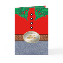 西カウボーイサンタベルトバックルレッドシャツジーンズ