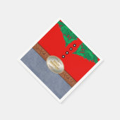 西カウボーイサンタベルトバックルレッドシャツジーンズ スタンダードカクテルナプキン (角)