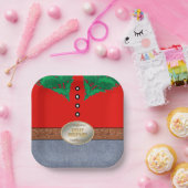 西カウボーイサンタベルトバックルレッドシャツジーンズ ペーパープレート (パーティー)