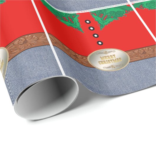 西カウボーイサンタベルトバックルレッドシャツジーンズ ラッピングペーパー (ロールコーナー)