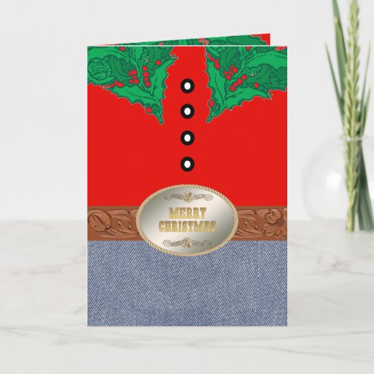 西カウボーイサンタレッドシャツジーンズベルトバックル カード (正面)