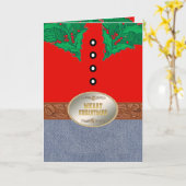 西カウボーイサンタレッドシャツジーンズベルトバックル カード (黄色い花)