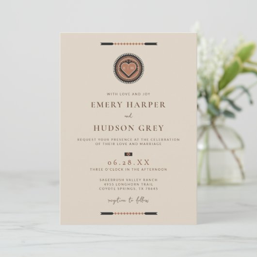 西カウボーイスウィートアーツ結婚ジオメトリック 招待状 (スタンド正面)