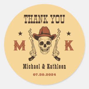 西カウボーイスカルモノグラムカントリーウェディング ラウンドシール