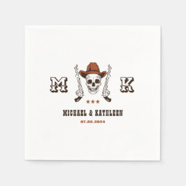 西カウボーイスカルモノグラムボホカントリーウェディング スタンダードカクテルナプキン