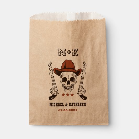 西カウボーイスカルモノグラムボホカントリーウェディング フェイバーバッグ (正面)