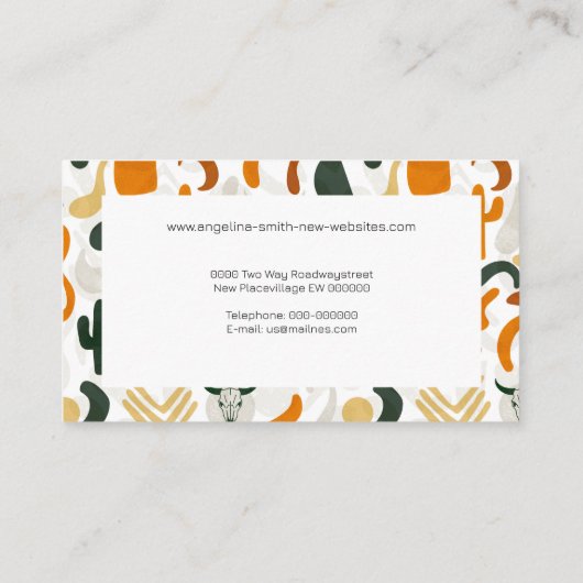 西カウボーイデザートブルスカルボホサボテン 名刺 (裏面)