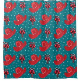 西カウボーイハットとキャンディーキャンズシャワーカーテン シャワーカーテン