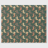 西カウボーイハットとブーツのクリスマス ラッピングペーパー (フラット)