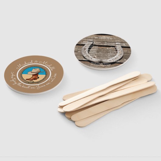 西カウボーイハットとブーツ馬蹄型結婚のファン ハンドファン (組立なし)