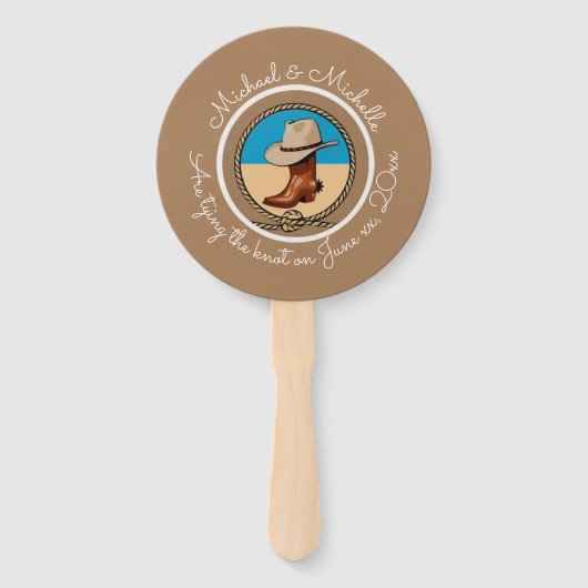 西カウボーイハットとブーツ馬蹄型結婚のファン ハンドファン (正面)