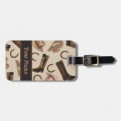 西カウボーイハットブーツブラックベージュ名 ラゲッジタグ (正面横)