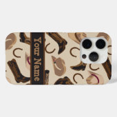 西カウボーイハットブーツベージュ名パーソナライズ Case-Mate iPhoneケース (裏面 (横))