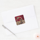 西カウボーイハットブーツロープとスター スクエアシール (封筒)