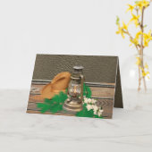 西カウボーイハットランタンフェイクウッド/レザー カード (黄色い花)